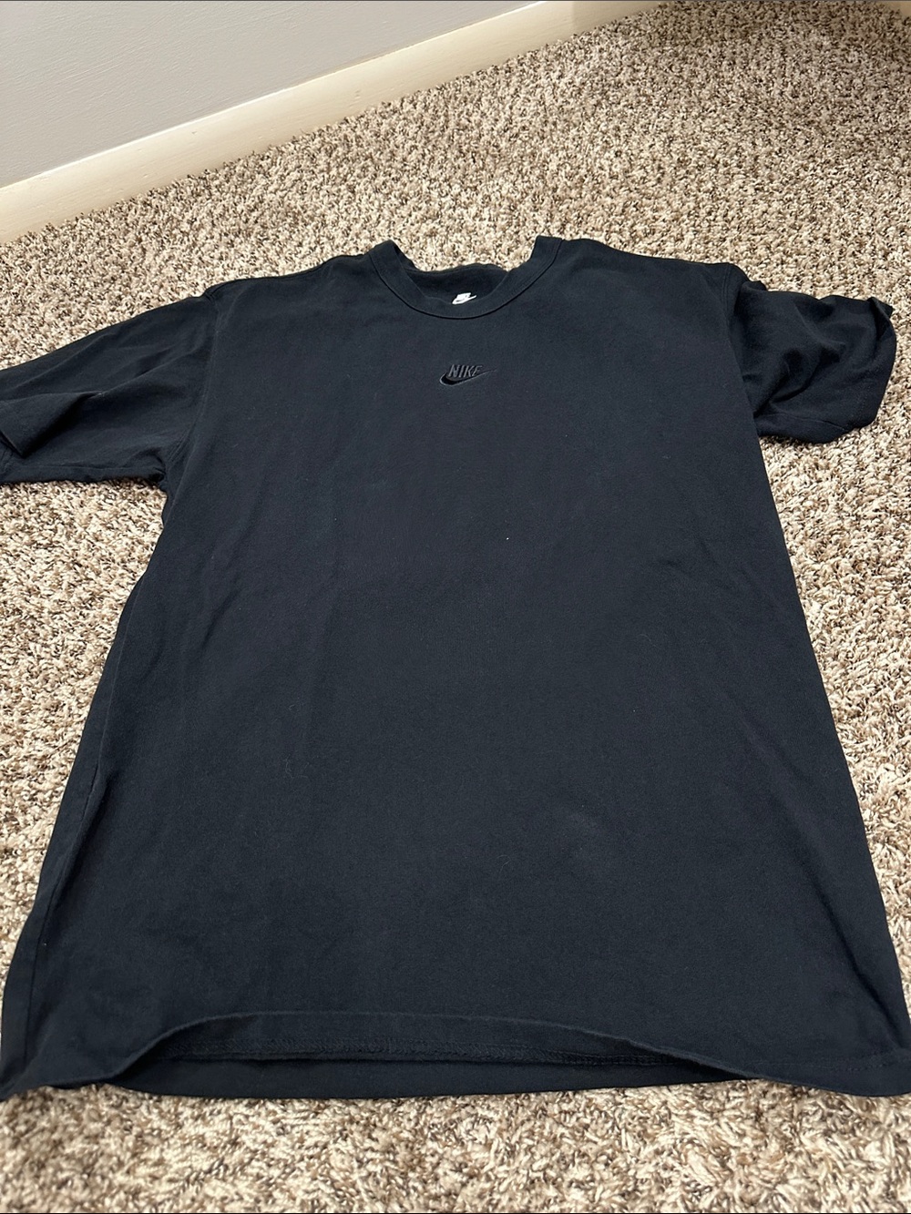 The Nike Tee Loose Fit Embroidered Logo Cotton Tee Black Large